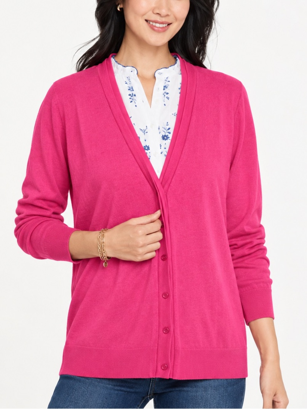 Lauren Ralph Lauren Linen Cotton Pink V-Neck Button Front Cardigan Sweater Sz XL